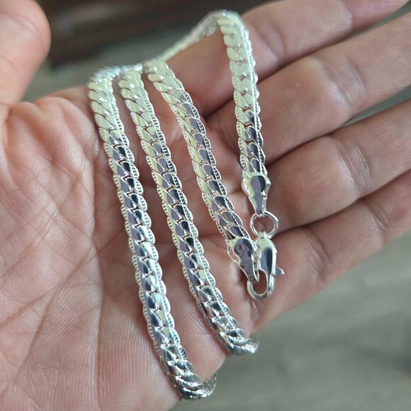 925 STERLING SILVER FLAT SNAKE CHAIN NECKLACE 22" - Picture 6 of 8